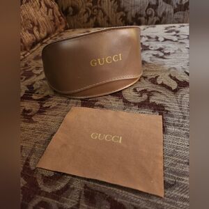 GUCCI  Authentic Sunglass case Bronze with Cloth Medium Size